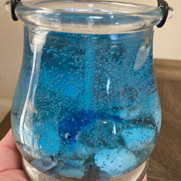 Ocean Candle, Gel Candle with Handle, Glass Fish, All Season Decoration, Handmade