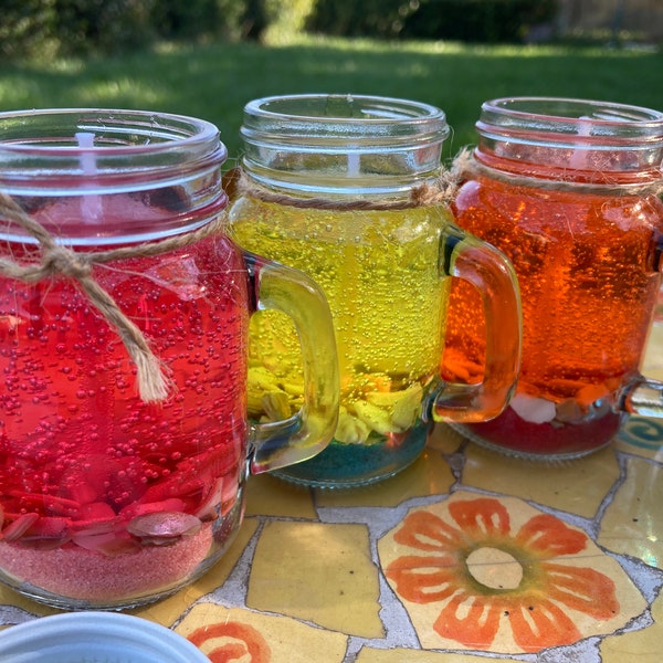 Small Gel Candle, Pink, Yellow, Blue, Orange, Handmade