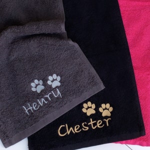 Personalised Dog/Cat Paw Towel with Paw Print embroidered design Soft 100% Cotton For Pet Lovers and Muddy Paws !