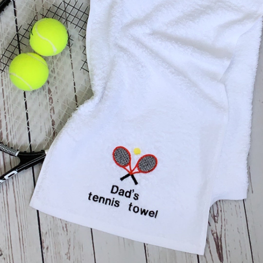 Tennis Towel With Embroidered Tennis Racket & Ball Logo Made - Etsy