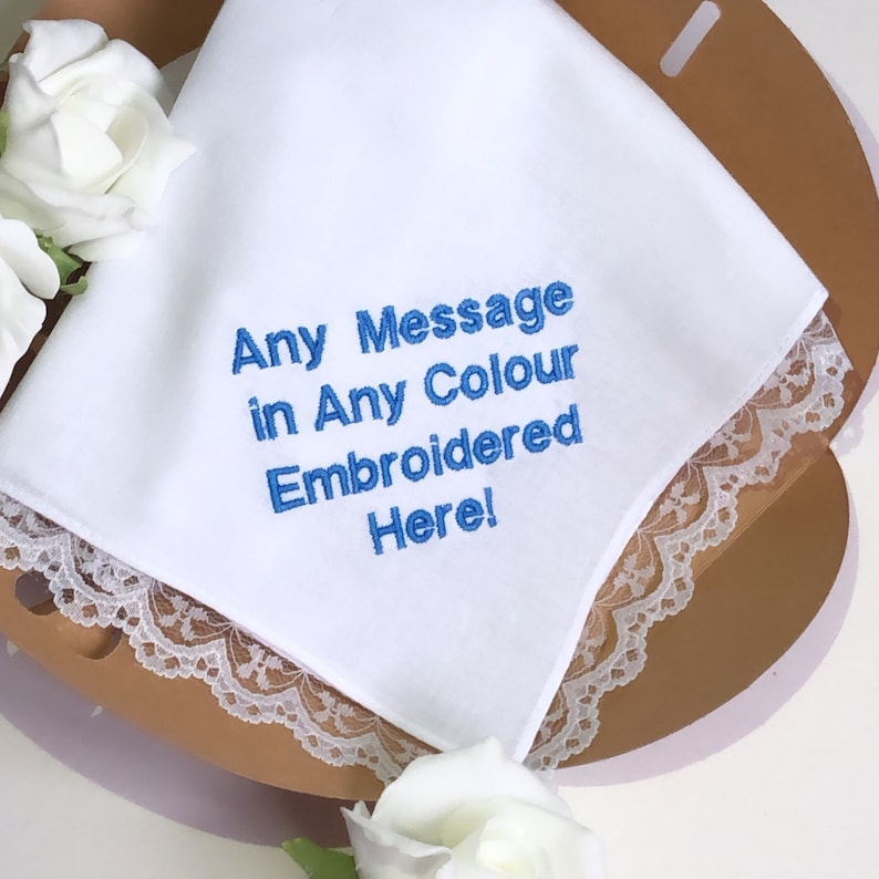 Personalised EMBROIDERED Handkerchiefs Lace Hankie custom Etsy UK