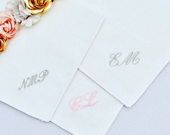 EMBROIDERED Initials Handkerchief Soft White 100% Cotton makes a Lovely Personalised Gift Small Gift  Happy Birthday Gift Custom Present