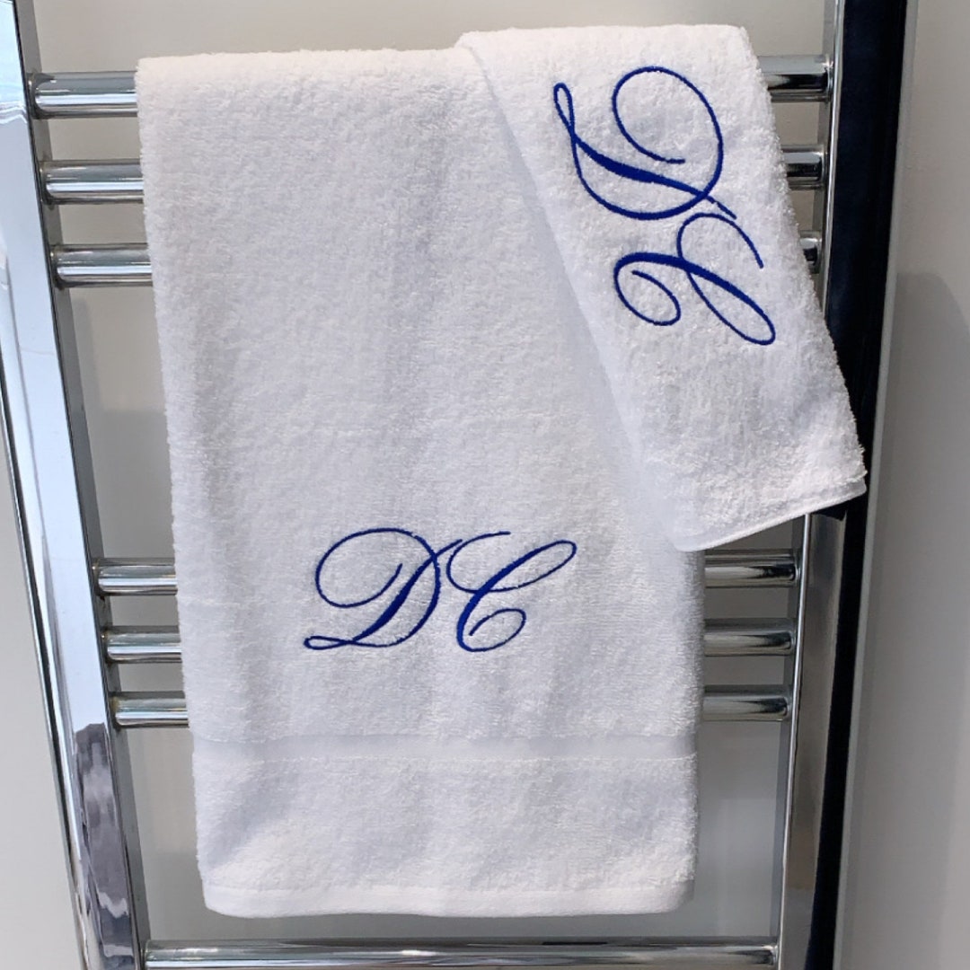 Personalised EMBROIDERED Towel & Flannel Personalised Initial Etsy