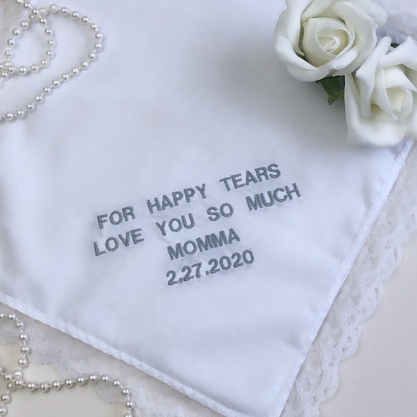 Personalised EMBROIDERED Handkerchief- Personalised Message Hankie - Custom Message Handkerchief