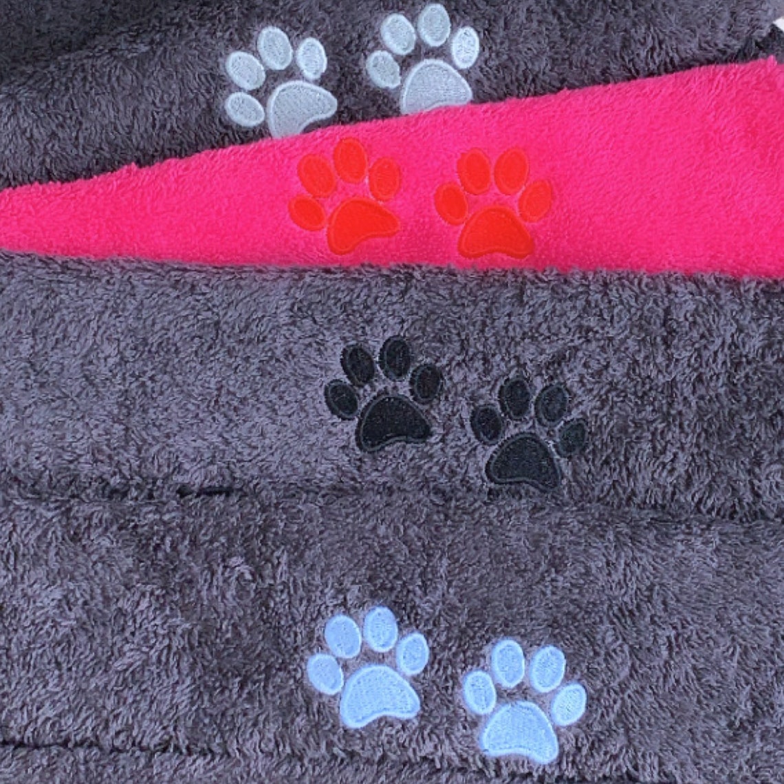 Embroidered Dog Paw Towel with Paw Print Design Soft 100 Etsy