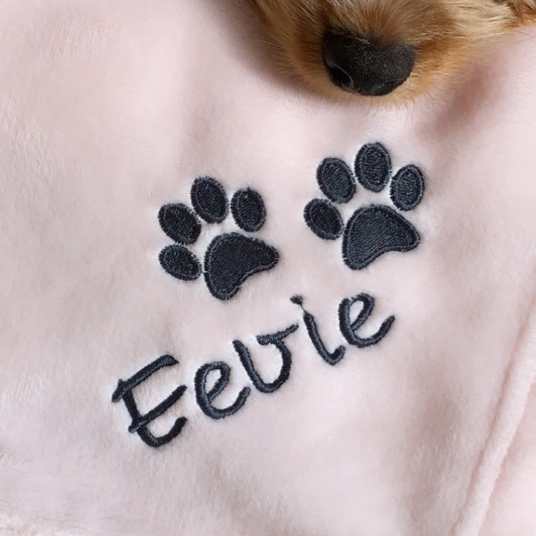 Personalised Dog Blanket with Cute Paw design spoil your Dog to this Super Soft Fleece Blanket choose from of 22 threads