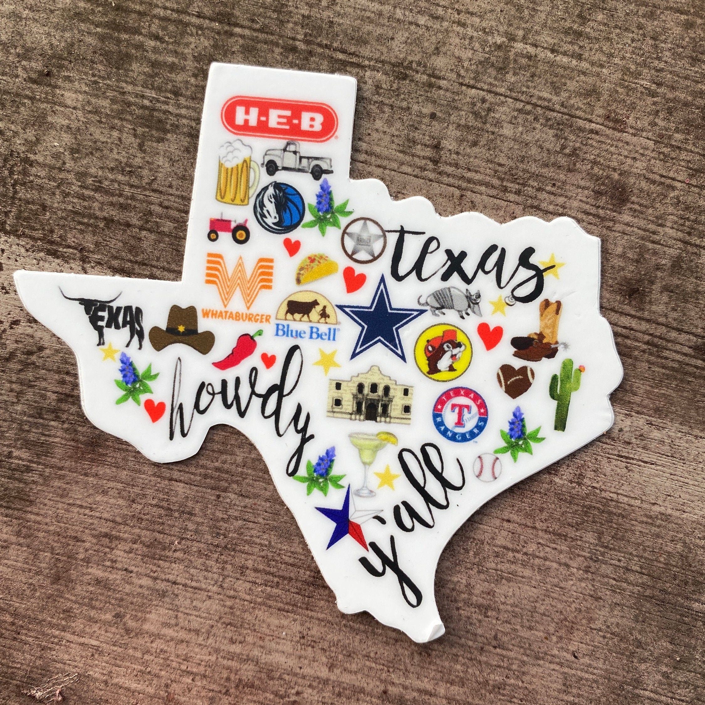 Dallas Texas Symbols Sticker | Die-Cut Stickers | I Love Texas | Viny…