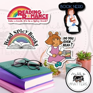 Printable Book Lover Sticker, PNG Stickers, Printable Stickers, Print and Cut Cricut, Silhouette, Kindle Sticker