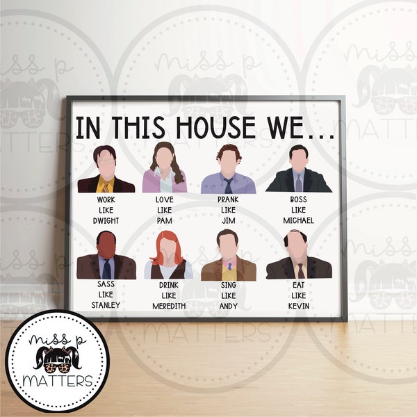 The Office In This House We Minimalist Poster, The Office TV Show, The Office TV Show Gifts, Michael Scott Picture, The Office Merch