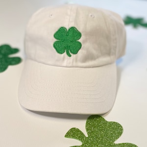 St. Patrick&#39;s Day Hat, Shamrock Baseball Cap, Irish Hat, St Patrick&#39;s Day Embroidered Hat, Dad Hat, Gift For Her, St. Patty&#39;s Day, White Hat