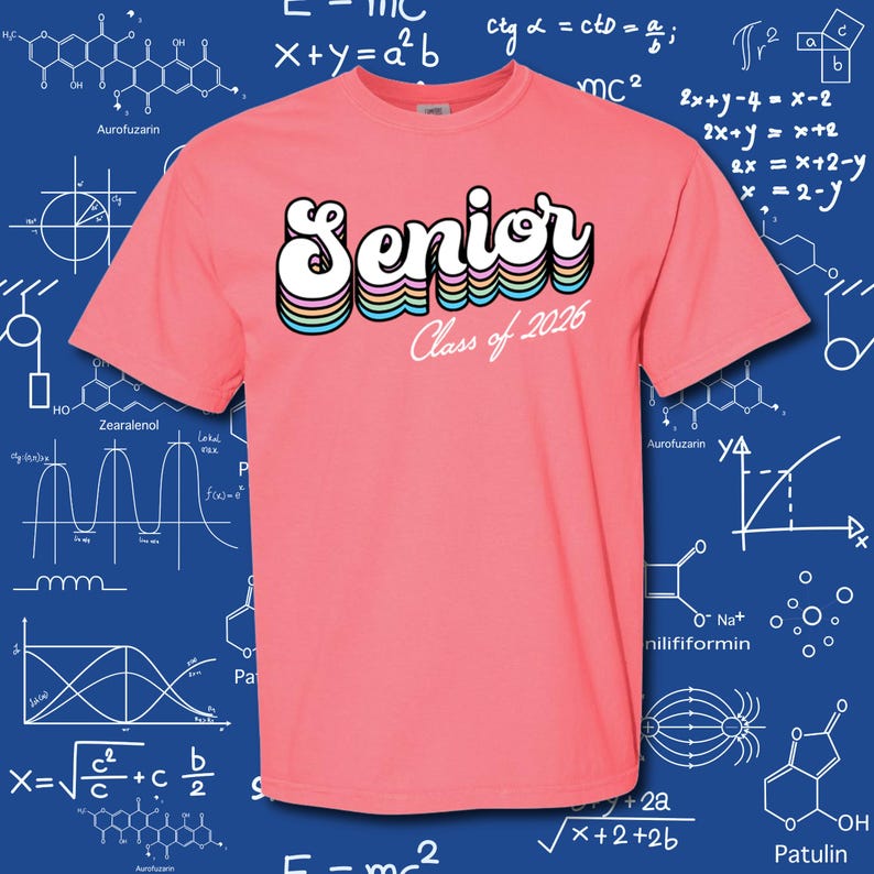 Vibraciones de la Clase 2026: ¡Celebra tu último año con estilo! Último año, Diseño personalizado, Color cómodo, Graduación, Último año, Camiseta de último año, Camisa de último año imagen 1