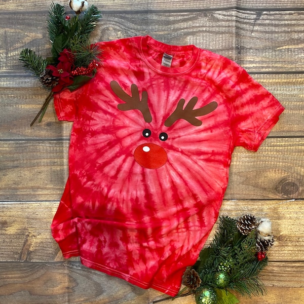 Christmas Tie Dye t-shirt, Christmas Shirt Kid, Kid Christmas Shirt, Tie Dye Shirt, Christmas Kid, Reindeer tee,  Reindeer