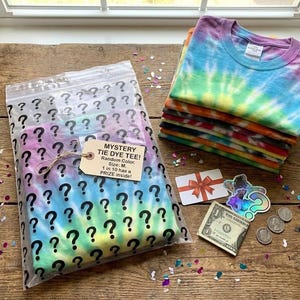 Mystery Tie Dye T-Shirt - Blind Bag Surprise - You Pick Size, We Pick Color - Vintage 90s Retro Tee - Unisex Cotton S-3XL and Youth