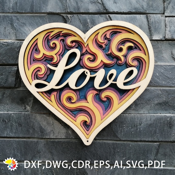 Download Digital Files Love Heart Cricut Svg Cnc Laser Cut Multilayer Etsy