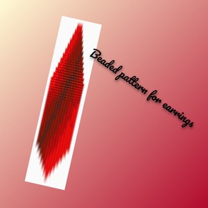 May include: A beaded pattern for earrings, featuring a red and brown color scheme. The pattern is designed to be used for creating earrings.