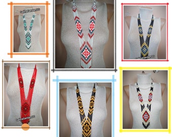 Necklace long with fringe with original ornament from Ukraine one necklace to choose a customer