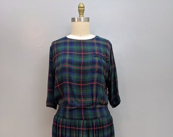 Women's 1990's Plaid Flannel Goes 1920's Dress As Is