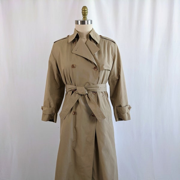 Vintage Misty Harbor Unisex Raincoat Trench Winter Lining Brown Tan Coat