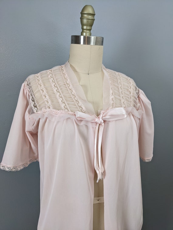 Fancy Pink Vintage Nylon Sheer Sexy Nightgown Cov… - image 3