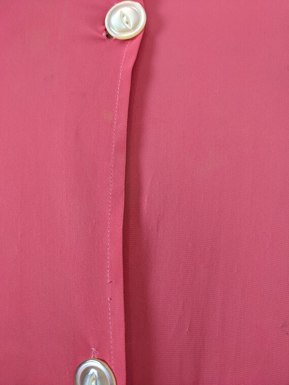 1970's Bright Pink Short Sleeved Nylon Nightgown … - image 6