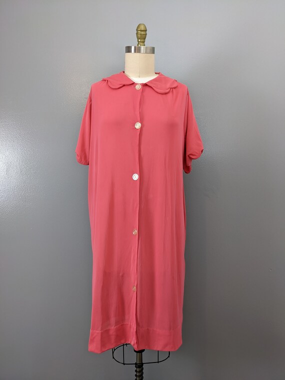 1970's Bright Pink Short Sleeved Nylon Nightgown … - image 2