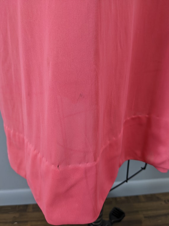 1970's Bright Pink Short Sleeved Nylon Nightgown … - image 7