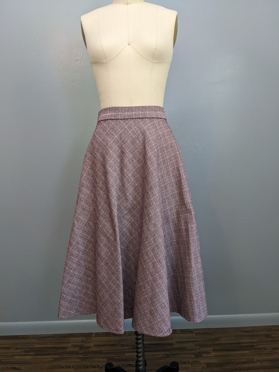 Vintage 1970's Wool Plaid A-Line Suit Skirt - image 1