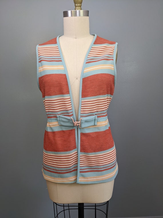 Vintage Striped Mint Green and Orange Polyester Ny