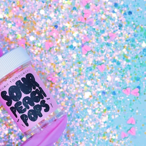 SOUR PEACH POPS: mix kawaii glitter/fimo: geweldig voor hars, slijm en andere leuke activiteiten met glitters!