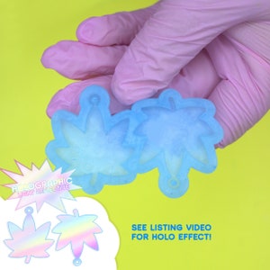 HOLOGRAPHIC Pot Leaf Earring Mold for Resin Casting