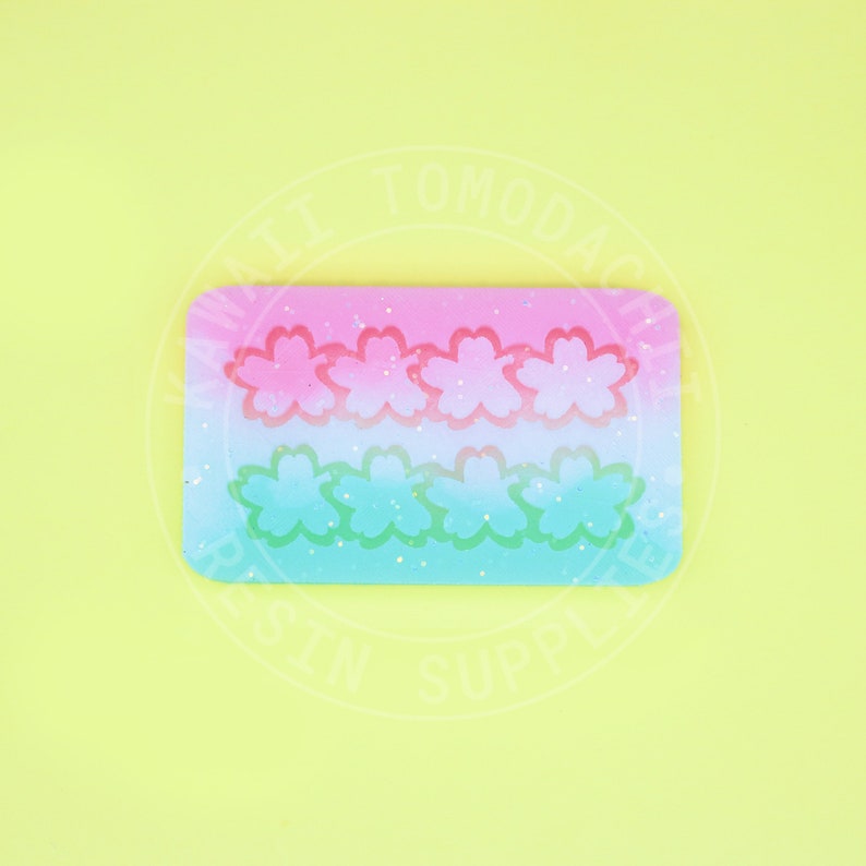 4 Sakura Shaker Barrettes Long Row Style With or Without Clips Silicone Mold for RESIN Casting