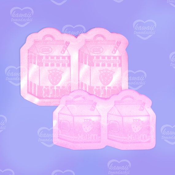 Strawberry Milk Earrings / Charms - Two Variations YOU CHOOSE! - Silicone Mold for Resin Casting