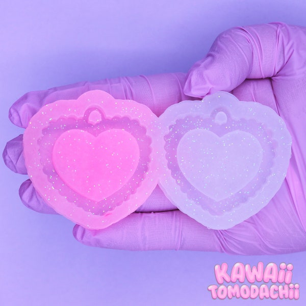 Ruffle Heart Shaker Earrings / Charms Resin Mold