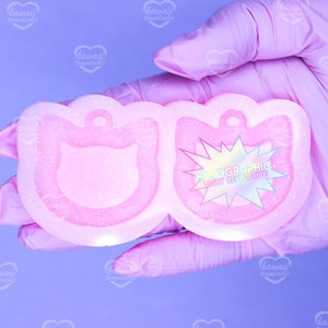 HOLOGRAPHIC Kitty Head Hoop Earring Silicone Mold for Resin Casting