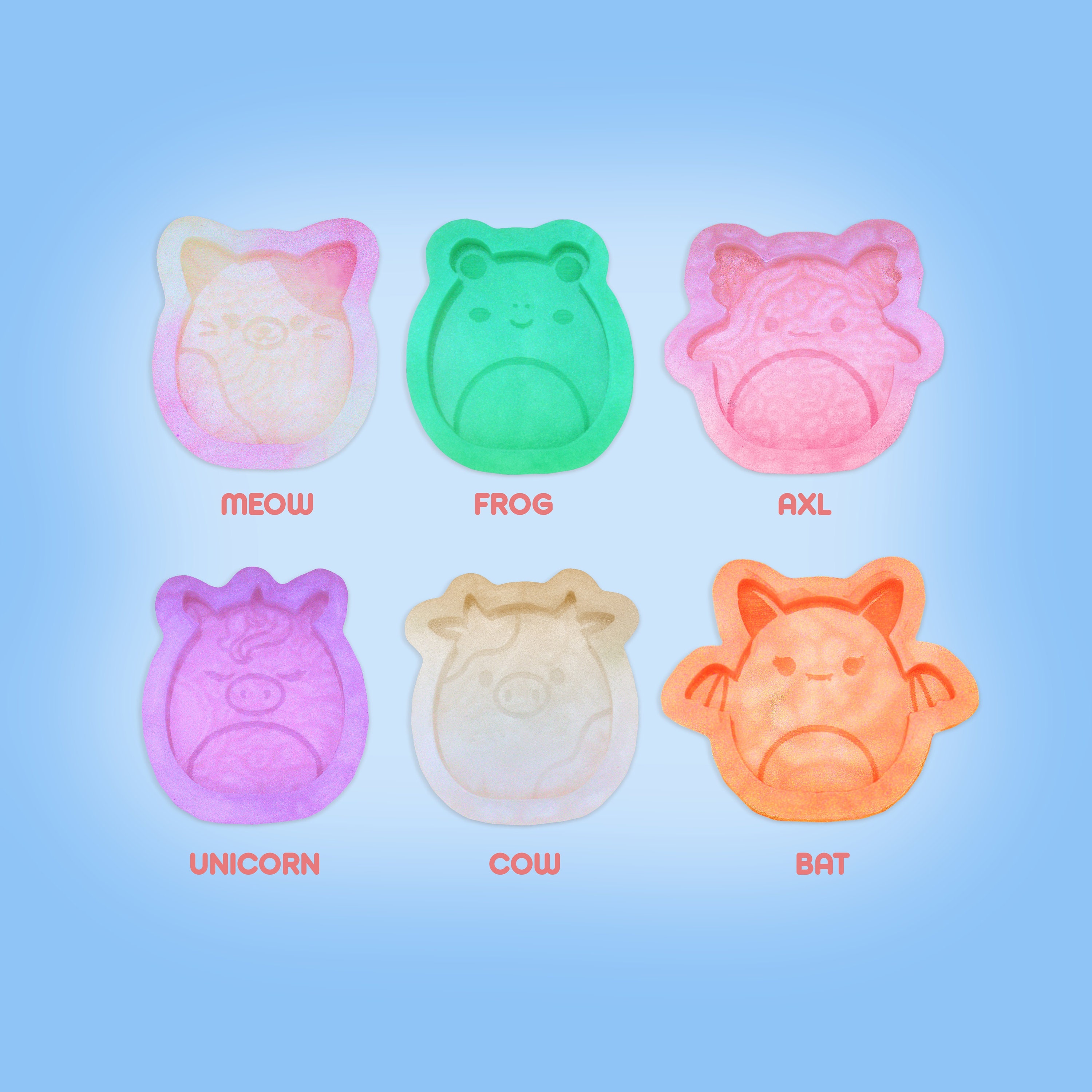 STL file squishmallow kawai pack 6 stl freshie molds - silicone