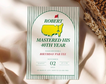 Masters Birthday Invitation, Golfing Any Age Birthday Invite, Golf Birthday Invite, Any Age Birthday Par-Tee (0231)