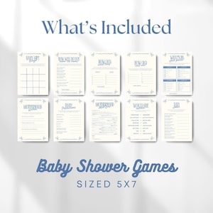 Blue Baby Shower Games Bundle, Baby Boy Shower Game Pack, Printable Baby Shower Activities, Instant Download, Blue Theme Party Games (0104) image 2