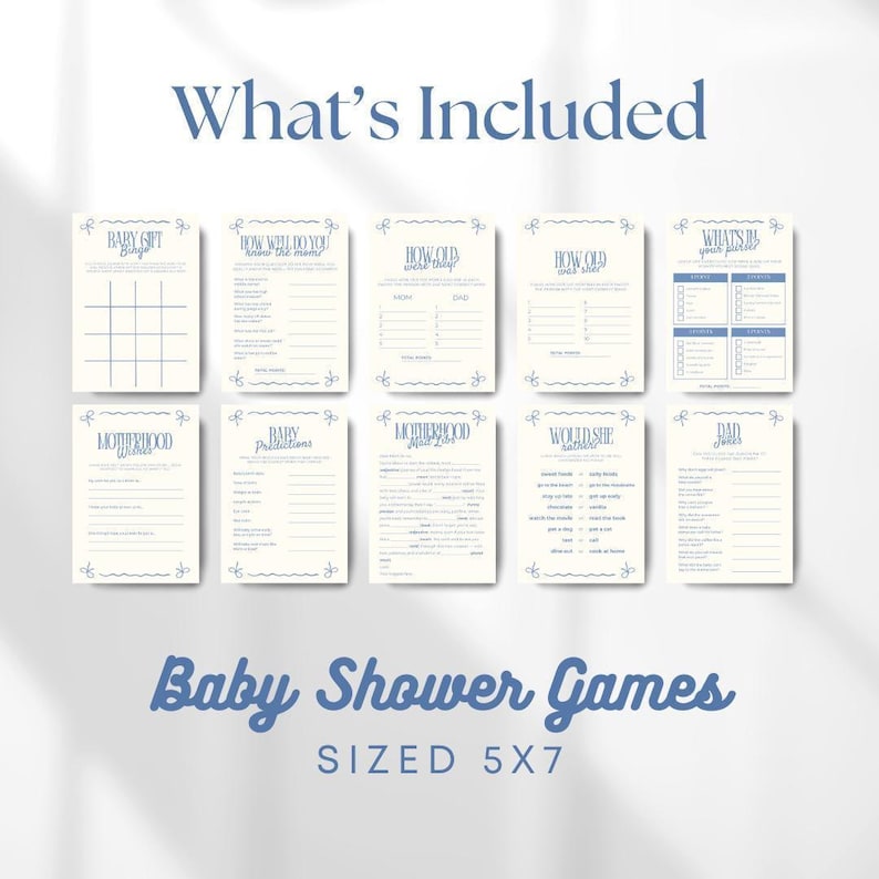 Blue Baby Shower Games Bundle, Baby Boy Shower Game Pack, Printable Baby Shower Activities, Instant Download, Blue Theme Party Games (0104) image 2