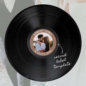 Wedding Vinyl Record Guestbook Label: Fully Customizable Canva Template