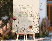 Wildflowers Bridal Shower Sign, Editable Wildflower Shower Welcome Sign Template, Floral Bridal Shower Easel Sign, Bridal Tea Decor (0213)