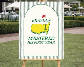 Masters First Birthday Welcome Sign, Mastered His First Year Birthday Sign, Golf 1st Birthday, Golfing First Birthday (0226)