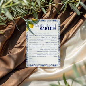 Lemon Baby Shower Mad Libs Game: Amalfi Coast Theme PDF Download 5x7in (0109)