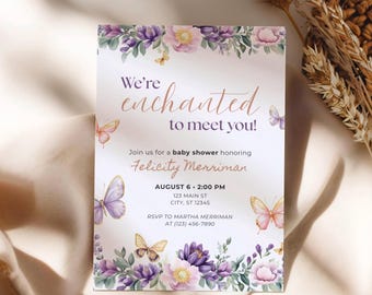 Enchanted to Meet You Baby Shower Invitation, Taylor Swift Baby Shower Invite, Swiftie Baby Shower Invitation, Butterfly Baby Shower