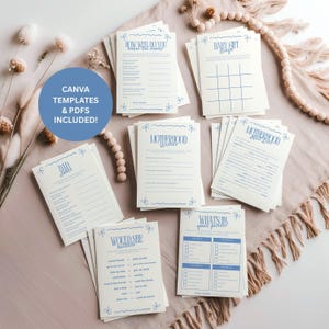 Blue Baby Shower Games Bundle, Baby Boy Shower Game Pack, Printable Baby Shower Activities, Instant Download, Blue Theme Party Games (0104) image 1
