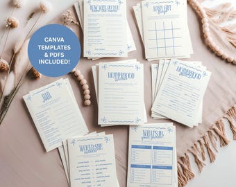 Blue Baby Shower Games Bundle, Baby Boy Shower Game Pack, Printable Baby Shower Activities, Instant Download, Blue Theme Party Games (0104)