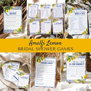 Lemon Bridal Shower Games, Citrus Bridal Shower Game Bundle, Mediterranean Bridal Shower Games, Amalfi Coast Bridal Shower Templates, 0105