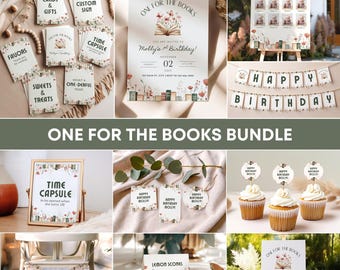 One For The Books Birthday, Book First Birthday Party Bundle, Storybook 1st Birthday Decor (0224)
