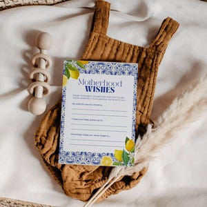 Motherhood Wishes Baby Shower Game, Lemon Baby Shower Game, Advice for Mom-to-Be, Keepsake Cards, Instant Download, 0109
