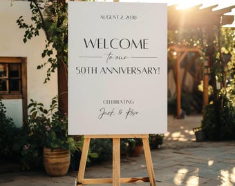 50th Anniversary Welcome Sign Template, Anniversary Party Easel Sign, 50th Anniversary Decor