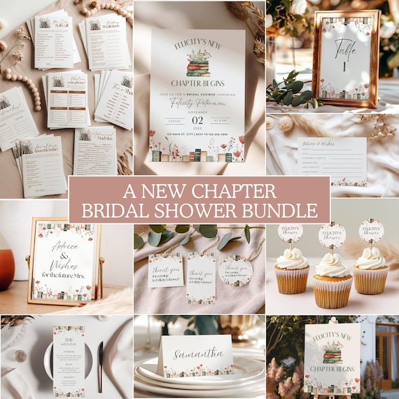 Next Chapter Bridal Shower Theme, New Chapter Bridal Shower Invitation and Games, Book Bridal Shower (0205)